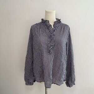 Xirena Womens Caspian Top In Navy Gingham | Women’s Size Small